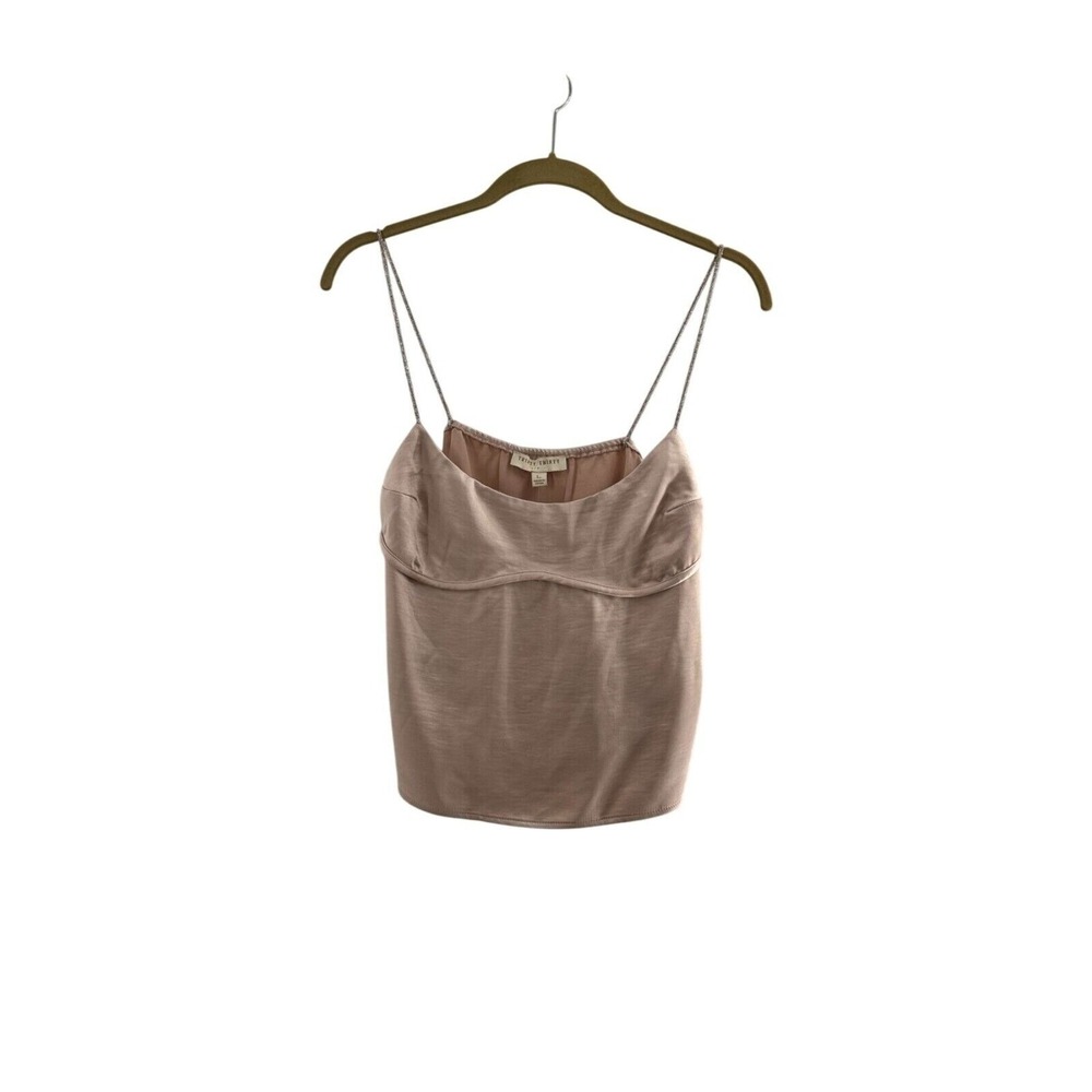 Thirty Thirty Top‎ L Blush Pink Satin Camisole  Adjustable Metallic Strap Y2K a